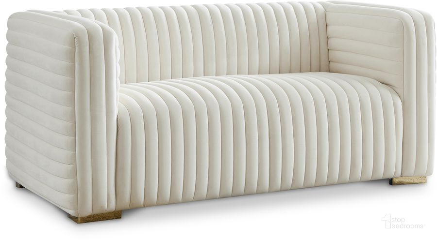 The appearance of Ravish Velvet Loveseat In Cream designed by Meridian in the modern / contemporary interior design. This cream velvet piece of furniture  was selected by 1StopBedrooms from Ravish Collection to add a touch of cosiness and style into your home. Sku: 640Cream-L. Material: Wood. Product Type: Loveseat. Image1