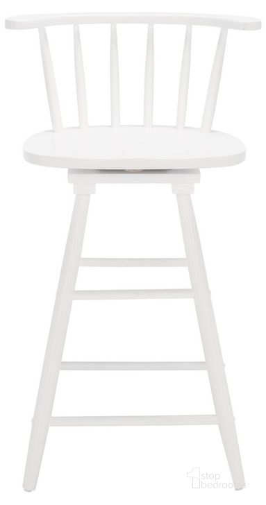 The appearance of Ray Swivel Counter Stool in White designed by Safavieh in the modern / contemporary interior design. This white piece of furniture  was selected by 1StopBedrooms from Ray Collection to add a touch of cosiness and style into your home. Sku: BST1402C. Material: Wood. Product Type: Barstool. Image1