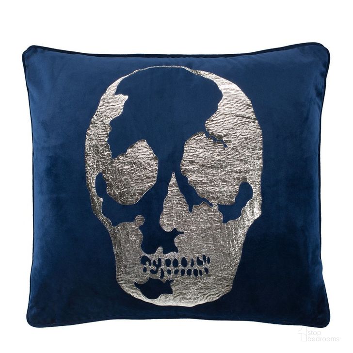 The appearance of Rayen Skull Pillow designed by Safavieh in the modern / contemporary interior design. This dark blue piece of furniture  was selected by 1StopBedrooms from Rayen Collection to add a touch of cosiness and style into your home. Sku: PLS7061A-2020. Material: Polyester. Product Type: Pillows and Throw. Image1