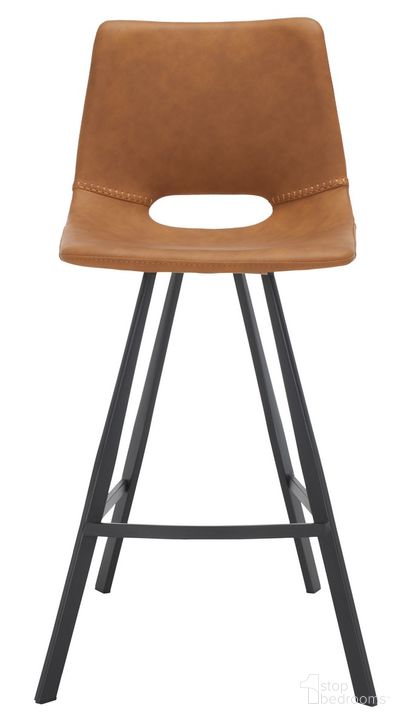 The appearance of Raylee Counter Stool in Cognac designed by Safavieh in the modern / contemporary interior design. This cognac piece of furniture  was selected by 1StopBedrooms from Raylee Collection to add a touch of cosiness and style into your home. Sku: BST3015B. Product Type: Barstool. Image1