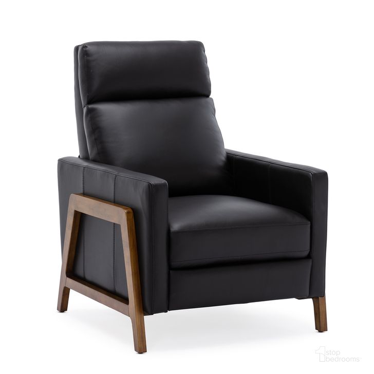 The appearance of Reed Leather Push Back Recliner In Black designed by Comfort Pointe in the modern / contemporary interior design. This black piece of furniture  was selected by 1StopBedrooms from Reed Collection to add a touch of cosiness and style into your home. Sku: 8051-50. Product Type: Recliner. Material: Plywood. Image1