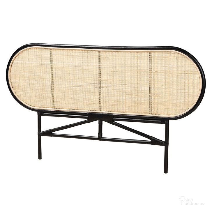 The appearance of Reegan Two Tone Rattan Queen Headboard In Black and Natural Brown designed by Baxton Studio in the bohemian interior design. This black/brown piece of furniture  was selected by 1StopBedrooms from Reegan Collection to add a touch of cosiness and style into your home. Sku: WS030-Rattan-Black/Natural-HB-Queen. Material: Natural Rattan. Product Type: Headboard. Image1