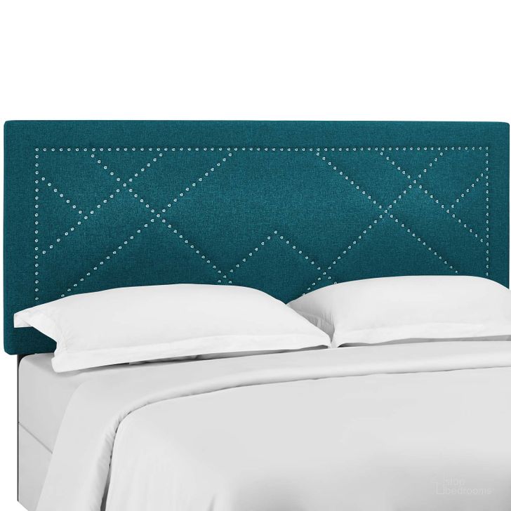 The appearance of Reese Teal Nailhead Full / Queen Upholstered Linen Fabric Headboard designed by Modway in the modern / contemporary interior design. This teal piece of furniture  was selected by 1StopBedrooms from Reese Collection to add a touch of cosiness and style into your home. Sku: MOD-5844-TEA. Material: Fabric. Product Type: Headboard. Image1