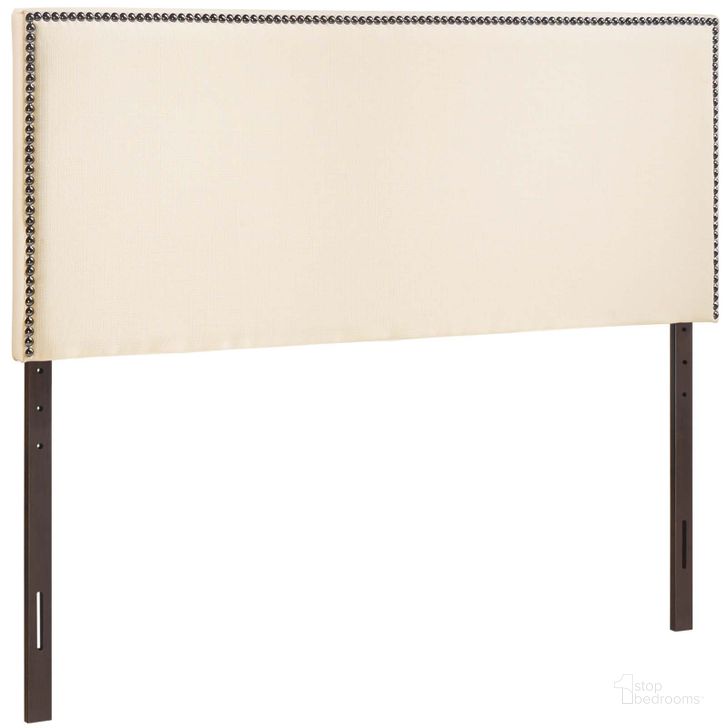 The appearance of Region Ivory Nailhead King Upholstered Headboard designed by Modway in the modern / contemporary interior design. This ivory piece of furniture  was selected by 1StopBedrooms from Region Collection to add a touch of cosiness and style into your home. Sku: MOD-5216-IVO. Material: Wood. Product Type: Headboard. Image1