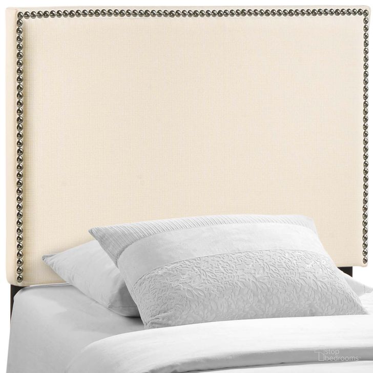 The appearance of Region Ivory Nailhead Twin Upholstered Headboard MOD-5218-IVO designed by Modway in the modern / contemporary interior design. This ivory piece of furniture  was selected by 1StopBedrooms from Region Collection to add a touch of cosiness and style into your home. Sku: MOD-5218-IVO. Material: Wood. Product Type: Headboard. Image1