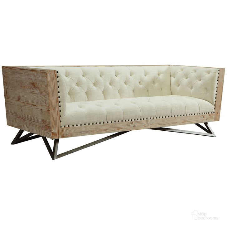 The appearance of Regis Cream Sofa with Pine Frame and Gunmetal Legs designed by Armen Living in the modern / contemporary interior design. This cream piece of furniture  was selected by 1StopBedrooms from Regis Collection to add a touch of cosiness and style into your home. Sku: LCRE3CR;LCRE3CRLEG. Material: Wood. Product Type: Sofa. Image1