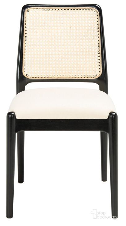 The appearance of Reinhardt Rattan Dining Chair Set of 2 in Black and White designed by Safavieh in the modern / contemporary interior design. This black and white piece of furniture  was selected by 1StopBedrooms from Reinhardt Collection to add a touch of cosiness and style into your home. Sku: DCH8800A-SET2. Material: Wood. Product Type: Dining Chair. Image1
