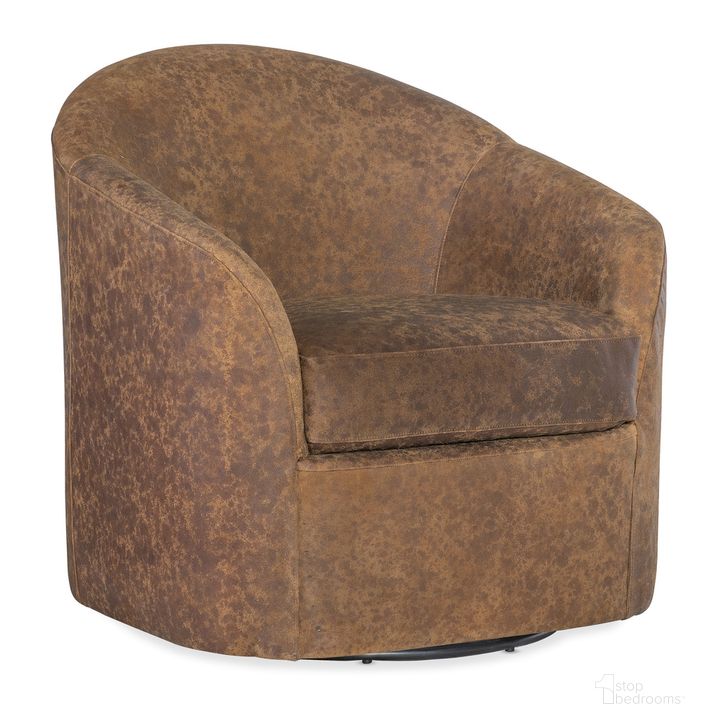 The appearance of Remi Swivel Chair In Brown designed by Hooker in the transitional interior design. This brown piece of furniture  was selected by 1StopBedrooms from CC Collection to add a touch of cosiness and style into your home. Sku: CC310-SW-088. Material: Leather. Product Type: Swivel Chair. Image1