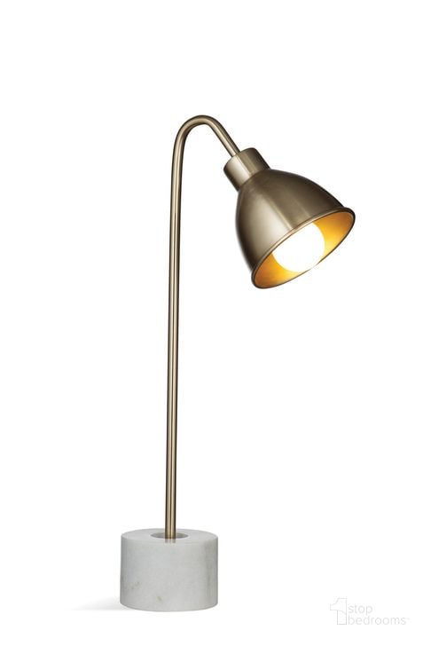 The appearance of Renauld Desk Lamp In Gold and White designed by Bassett Mirror Company in the industrial interior design. This gold/white piece of furniture  was selected by 1StopBedrooms from  to add a touch of cosiness and style into your home. Sku: L4279T. Product Type: Desk Lamp. Material: Iron. Image1