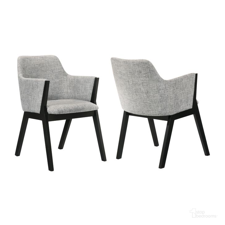 The appearance of Renzo Light Gray Fabric and Black Wood Dining Side Chair Set of 2 designed by Armen Living in the modern / contemporary interior design. This gray piece of furniture  was selected by 1StopBedrooms from Renzo Collection to add a touch of cosiness and style into your home. Sku: LCRESIBLGR. Product Type: Dining Chair. Material: Rubberwood. Image1