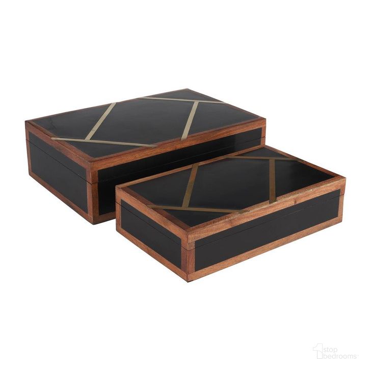 The appearance of Resin Boxes Set of 2 With Gold Inlay In Black designed by Sagebrook in the modern / contemporary interior design. This black and white piece of furniture  was selected by 1StopBedrooms from  to add a touch of cosiness and style into your home. Sku: 16549-03. Material: Resin. Product Type: Box. Image1