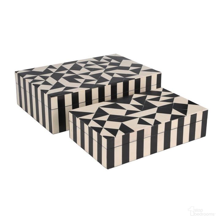 The appearance of Resin Harlequin Boxes Set of 2 In Black And White designed by Sagebrook in the modern / contemporary interior design. This black and white piece of furniture  was selected by 1StopBedrooms from  to add a touch of cosiness and style into your home. Sku: 16549-01. Material: Resin. Product Type: Box. Image1