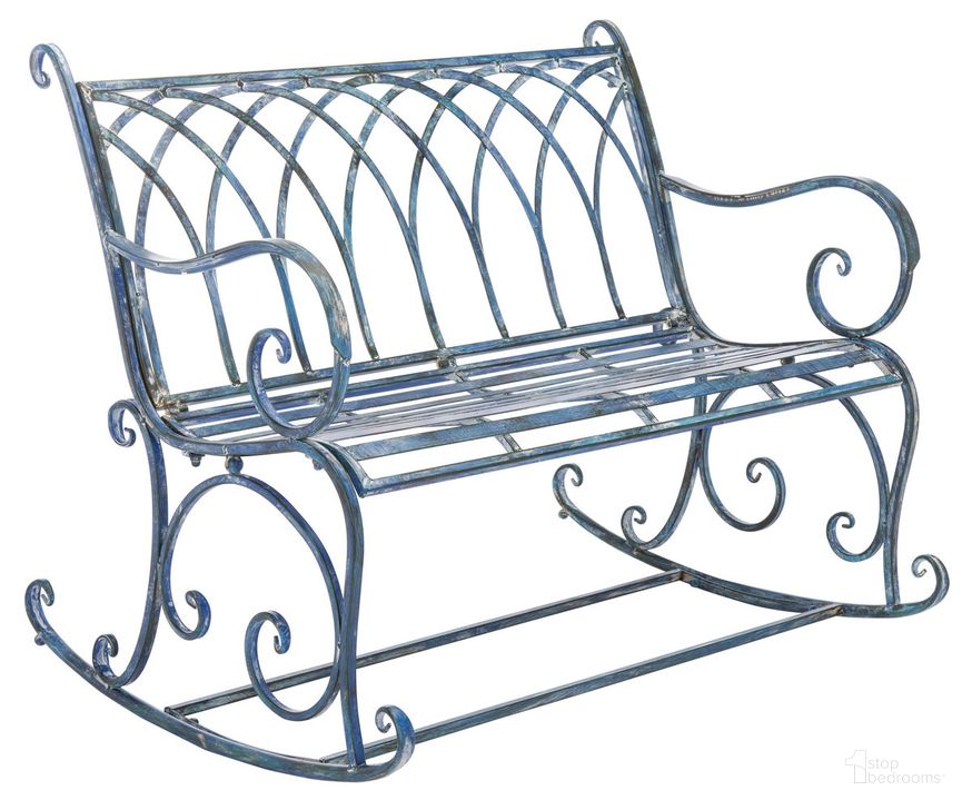 The appearance of Ressi Rock Bench in Antique Blue designed by Safavieh in the rustic / southwestern interior design. This antique blue piece of furniture  was selected by 1StopBedrooms from Ressi Collection to add a touch of cosiness and style into your home. Sku: PAT5021C. Material: Metal. Product Type: Outdoor Bench. Image1