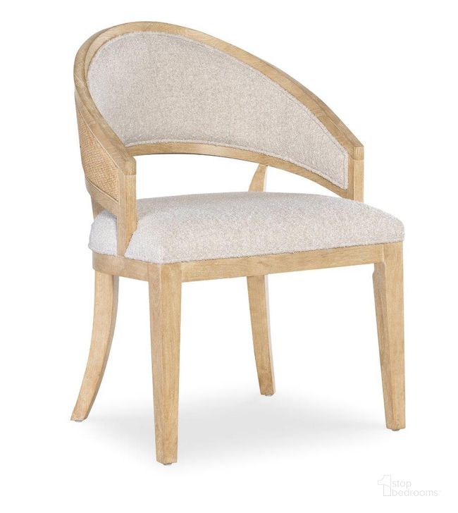 The appearance of Retreat Cane Barrel Back Chair Set of 2 In Beige designed by Hooker in the transitional interior design. This beige piece of furniture  was selected by 1StopBedrooms from Retreat Collection to add a touch of cosiness and style into your home. Sku: 6950-75400-80. Material: Wood. Product Type: Dining Chair. Image1
