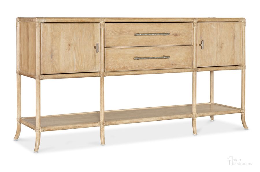The appearance of Retreat Pole Rattan Sideboard designed by Hooker in the transitional interior design. This natural piece of furniture  was selected by 1StopBedrooms from Retreat Collection to add a touch of cosiness and style into your home. Sku: 6950-75917-80. Product Type: Sideboard. Material: Wood Veneer. Image1