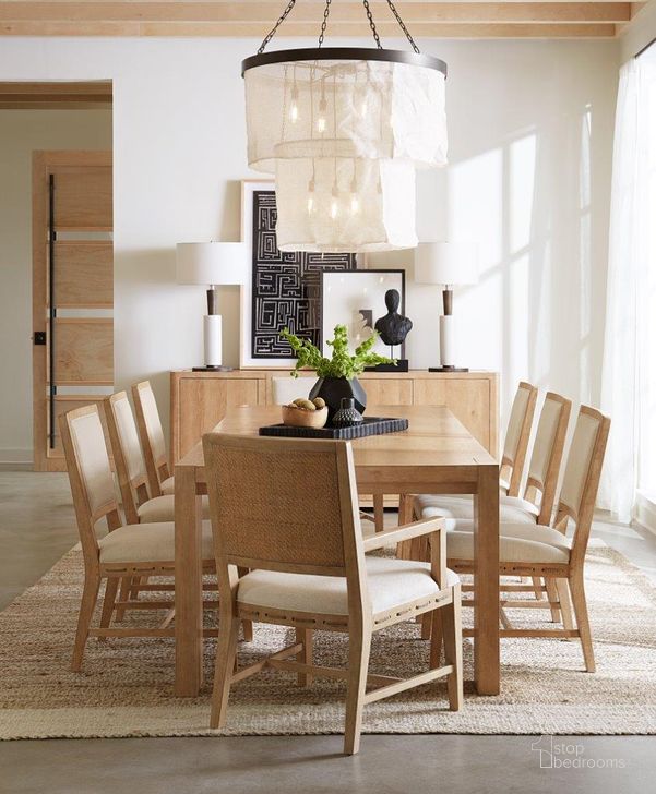 The appearance of Retreat Rectangle Dining Room Set with 1-22 Inch Leaf Table In Beige designed by Hooker in the transitional interior design. This beige piece of furniture  was selected by 1StopBedrooms from Retreat Collection to add a touch of cosiness and style into your home. Sku: 6950-75200-80;6950-75300-80;6950-75300-80. Material: Wood. Product Type: Dining Room Set. Size: 88". Image1