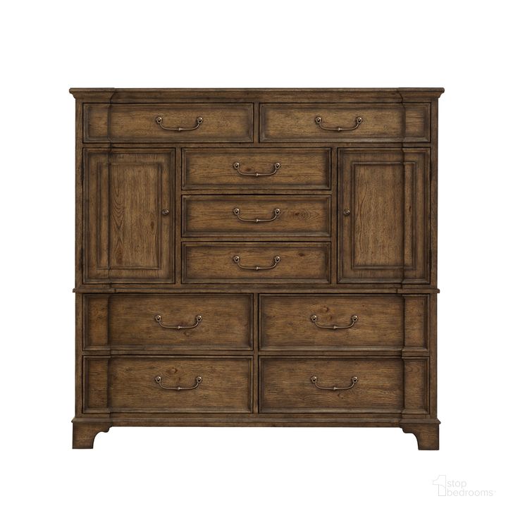 The appearance of Revival Row 9-Drawer Master Chest with Cabinets In Brown designed by Pulaski in the traditional interior design. This brown piece of furniture  was selected by 1StopBedrooms from Revival Collection to add a touch of cosiness and style into your home. Sku: P348127B;P348127T. Product Type: Chest. Material: Rubberwood. Image1