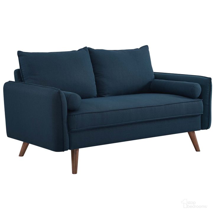 The appearance of Revive Azure Upholstered Fabric Loveseat designed by Modway in the modern / contemporary interior design. This azure piece of furniture  was selected by 1StopBedrooms from Revive Collection to add a touch of cosiness and style into your home. Sku: EEI-3091-AZU. Material: Wood. Product Type: Loveseat. Image1