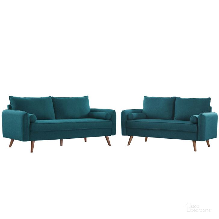 The appearance of Revive Teal Upholstered Fabric Sofa and Loveseat Set EEI-4047-TEA-SET designed by Modway in the modern / contemporary interior design. This teal piece of furniture  was selected by 1StopBedrooms from Revive Collection to add a touch of cosiness and style into your home. Sku: EEI-4047-TEA-SET. Material: Wood. Product Type: Living Room Set. Image1