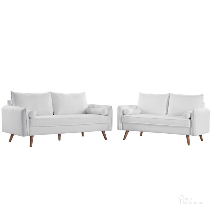 The appearance of Revive White Upholstered Fabric Sofa and Loveseat Set EEI-4047-WHI-SET designed by Modway in the modern / contemporary interior design. This white piece of furniture  was selected by 1StopBedrooms from Revive Collection to add a touch of cosiness and style into your home. Sku: EEI-4047-WHI-SET. Material: Wood. Product Type: Living Room Set. Image1