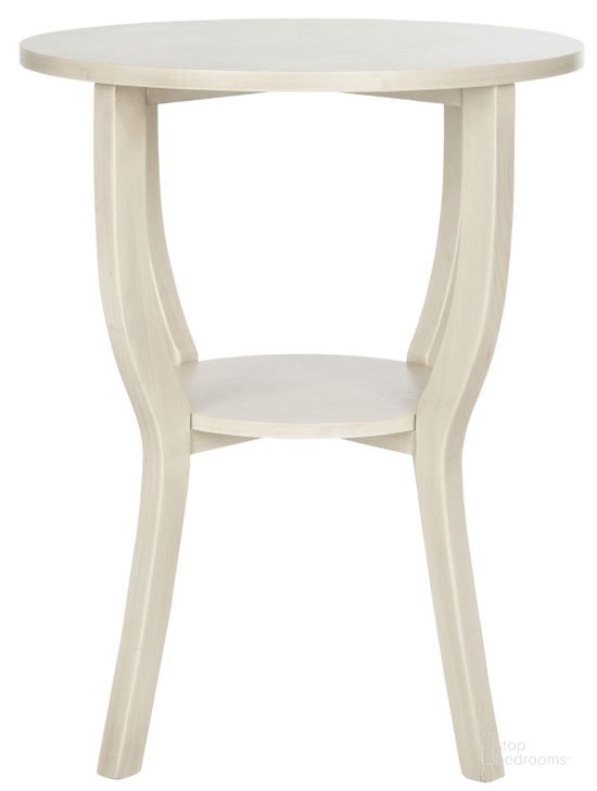The appearance of Rhodes Antique White Round Pedestal Accent Table designed by Safavieh in the country / farmhouse interior design. This washed white piece of furniture  was selected by 1StopBedrooms from Rhodes Collection to add a touch of cosiness and style into your home. Sku: AMH6617C. Material: Wood. Product Type: Accent Table. Image1