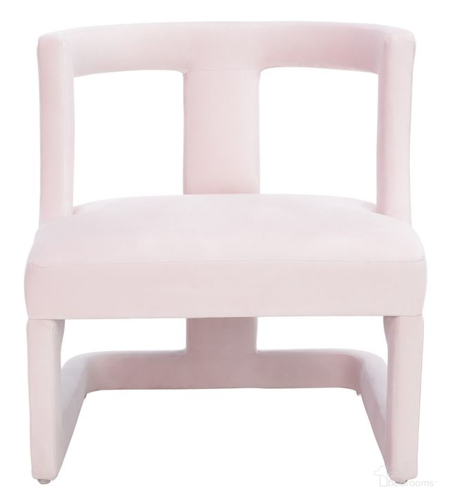 The appearance of Rhyes Accent Chair in Light Pink designed by Safavieh in the modern / contemporary interior design. This light pink piece of furniture  was selected by 1StopBedrooms from Rhyes Collection to add a touch of cosiness and style into your home. Sku: ACH1300B. Material: Wood. Product Type: Accent Chair. Image1