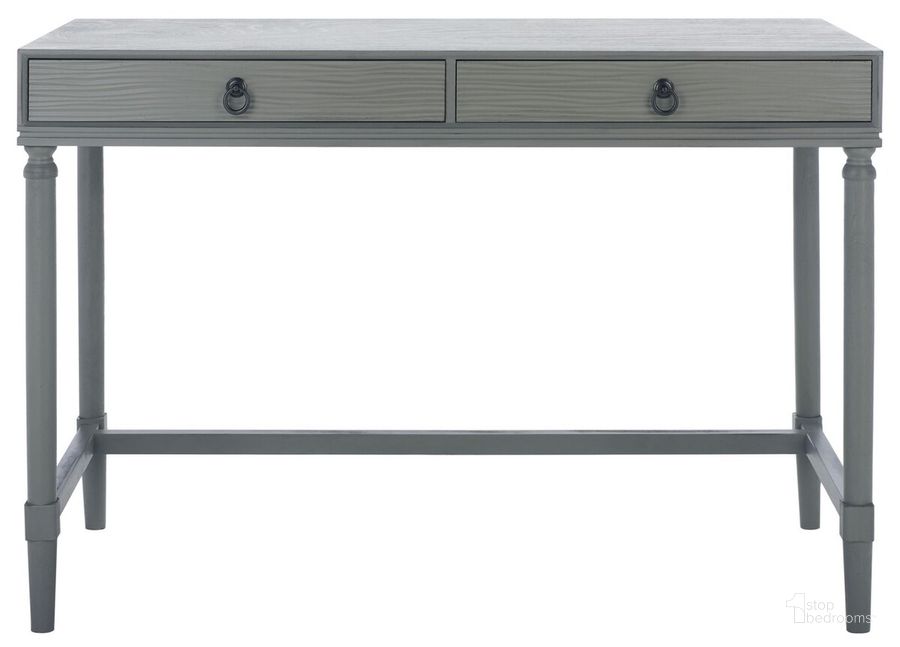 The appearance of Rhyne 2 Drawer Desk in Grey designed by Safavieh in the modern / contemporary interior design. This grey piece of furniture  was selected by 1StopBedrooms from Rhyne Collection to add a touch of cosiness and style into your home. Sku: DSK5702B. Material: Wood. Product Type: Desk. Image1