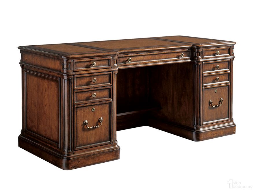 The appearance of Richmond Hill Warm Chestnut Brown Morgan Executive Desk designed by Sligh in the traditional interior design. This brown piece of furniture  was selected by 1StopBedrooms from Richmond Hill Collection to add a touch of cosiness and style into your home. Sku: 01-0305-400. Material: Wood. Product Type: Executive Desk. Image1