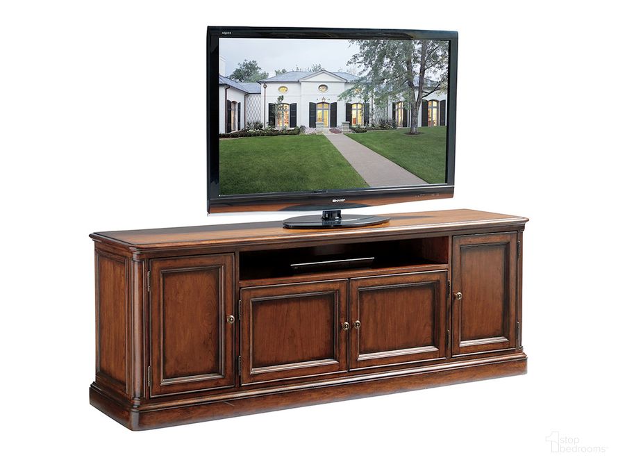 The appearance of Richmond Hill Warm Chestnut Brown Waycroft Media Center designed by Sligh in the traditional interior design. This brown piece of furniture  was selected by 1StopBedrooms from Richmond Hill Collection to add a touch of cosiness and style into your home. Sku: 01-0305-661. Material: Wood. Product Type: TV Stands and TV Console. Image1