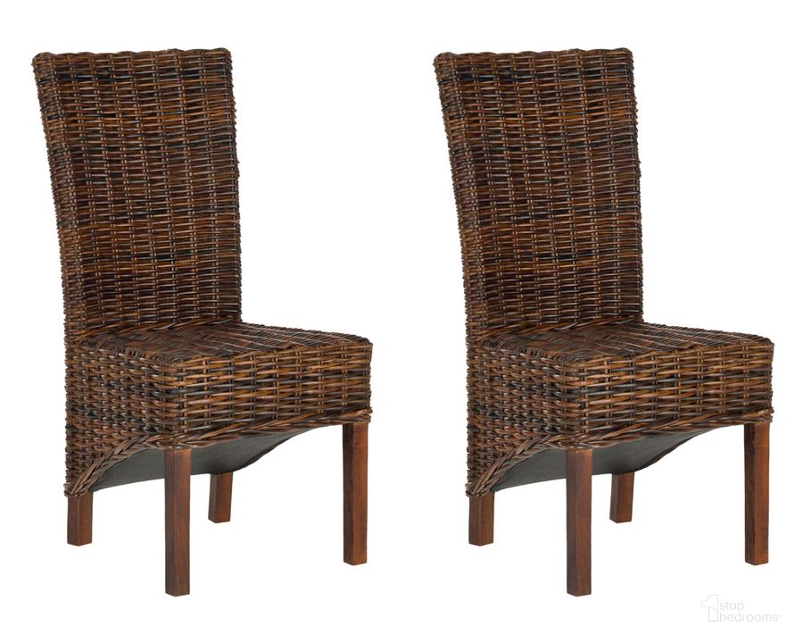 The appearance of Ridge Dark Brown 18 Inch Rattan Side Chair Set of 2 designed by Safavieh in the modern / contemporary interior design. This dark brown piece of furniture  was selected by 1StopBedrooms from Safavieh FOX Collection to add a touch of cosiness and style into your home. Sku: FOX6523A-SET2. Product Type: Dining Chair. Material: Rattan. Image1