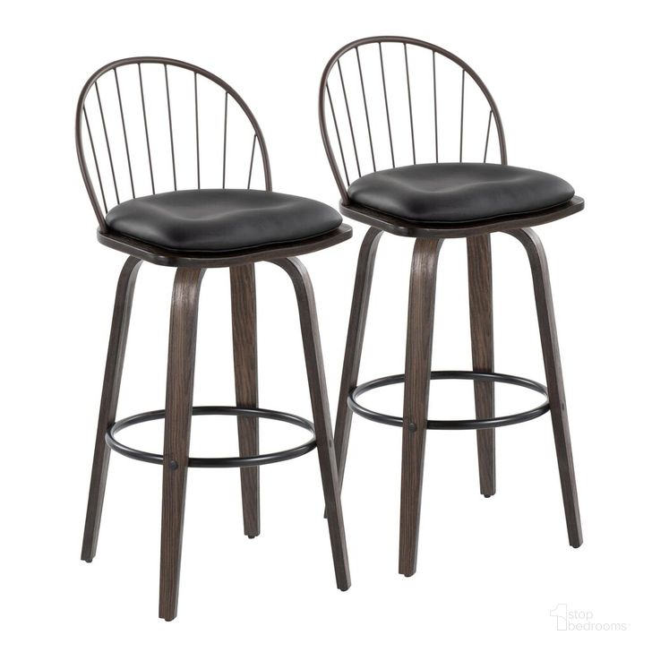 The appearance of Riley 30 Inch Fixed Height Barstool Set of 2 In Walnut designed by Lumisource in the country / farmhouse interior design. This walnut piece of furniture  was selected by 1StopBedrooms from Riley Collection to add a touch of cosiness and style into your home. Sku: B30-RILEYPU-GRTZQ2 BNBZBN2. Material: Wood. Product Type: Barstool. Image1
