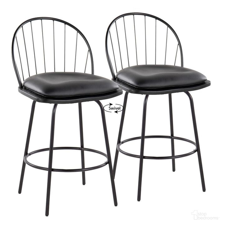 The appearance of Riley Claire 26 Inch Fixed Height Counter Stool Set of 2 In Black designed by Lumisource in the country / farmhouse interior design. This black piece of furniture  was selected by 1StopBedrooms from Riley Collection to add a touch of cosiness and style into your home. Sku: B26-RILEYPU-CLARQ2 BKBKBK2. Material: Wood. Product Type: Barstool. Image1