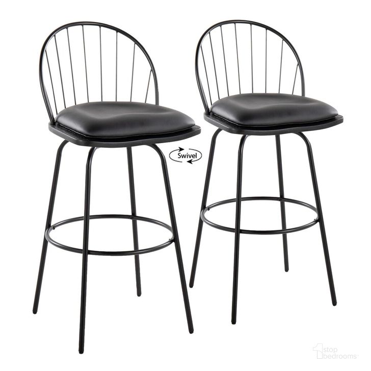 The appearance of Riley Claire 30 Inch Fixed Height Barstool Set of 2 In Black designed by Lumisource in the country / farmhouse interior design. This black piece of furniture  was selected by 1StopBedrooms from Riley Collection to add a touch of cosiness and style into your home. Sku: B30-RILEYPU-CLARQ2 BKBKBK2. Material: Wood. Product Type: Barstool. Image1