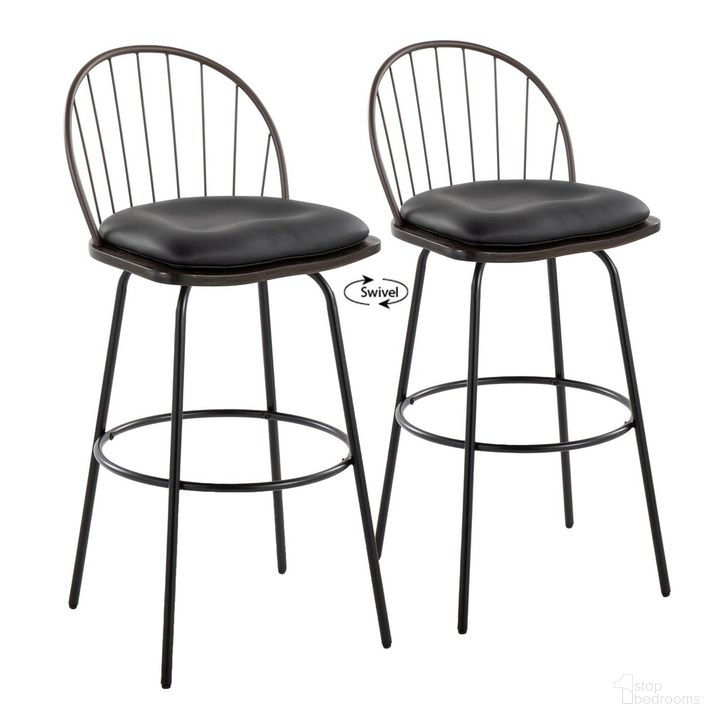 The appearance of Riley Claire 30 Inch Fixed Height Barstool Set of 2 In Brown designed by Lumisource in the country / farmhouse interior design. This brown piece of furniture  was selected by 1StopBedrooms from Riley Collection to add a touch of cosiness and style into your home. Sku: B30-RILEYPU-CLARQ2 BKBZBN2. Material: Wood. Product Type: Barstool. Image1