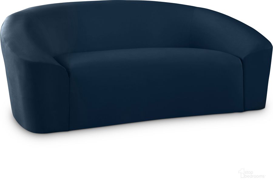 The appearance of Riley Velvet Loveseat In Navy designed by Meridian in the modern / contemporary interior design. This navy velvet piece of furniture  was selected by 1StopBedrooms from Riley Collection to add a touch of cosiness and style into your home. Sku: 610Navy-L. Material: Wood. Product Type: Loveseat. Image1