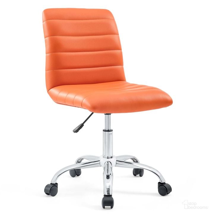 The appearance of Ripple Orange Armless Mid Back Vinyl Office Chair designed by Modway in the modern / contemporary interior design. This orange piece of furniture  was selected by 1StopBedrooms from Ripple Collection to add a touch of cosiness and style into your home. Sku: EEI-1532-ORA. Material: Wood. Product Type: Office Chair. Image1