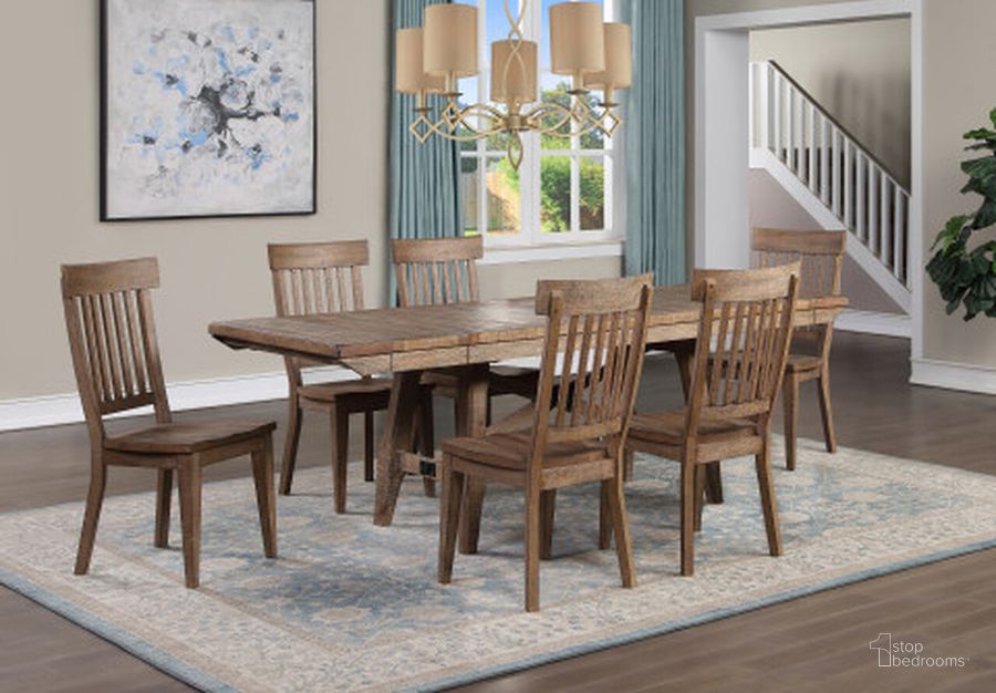 The appearance of Riverdale 7Pc Dining Set In Brown designed by Steve Silver in the  interior design. This brown piece of furniture  was selected by 1StopBedrooms from Riverdale Collection to add a touch of cosiness and style into your home. Sku: RV500TB;RV500TT;RV500S;RV500S;RV500S. Product Type: Dining Room Set. Material: Rubberwood. Image1