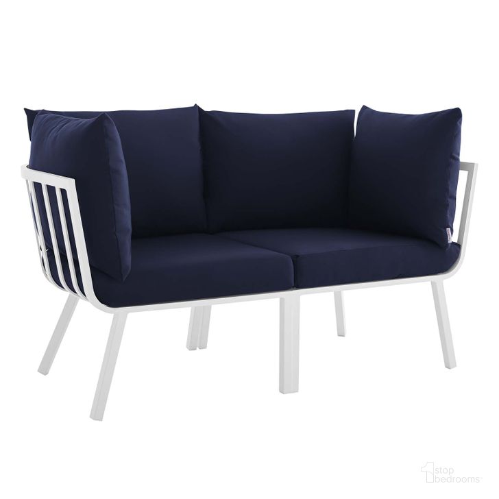 The appearance of Riverside 2 Piece Outdoor Patio Aluminum Sectional Sofa Set EEI-3781-WHI-NAV designed by Modway in the modern / contemporary interior design. This white navy piece of furniture  was selected by 1StopBedrooms from Riverside Collection to add a touch of cosiness and style into your home. Sku: EEI-3781-WHI-NAV. Product Type: Outdoor Conversation Set. Material: Foam. Image1