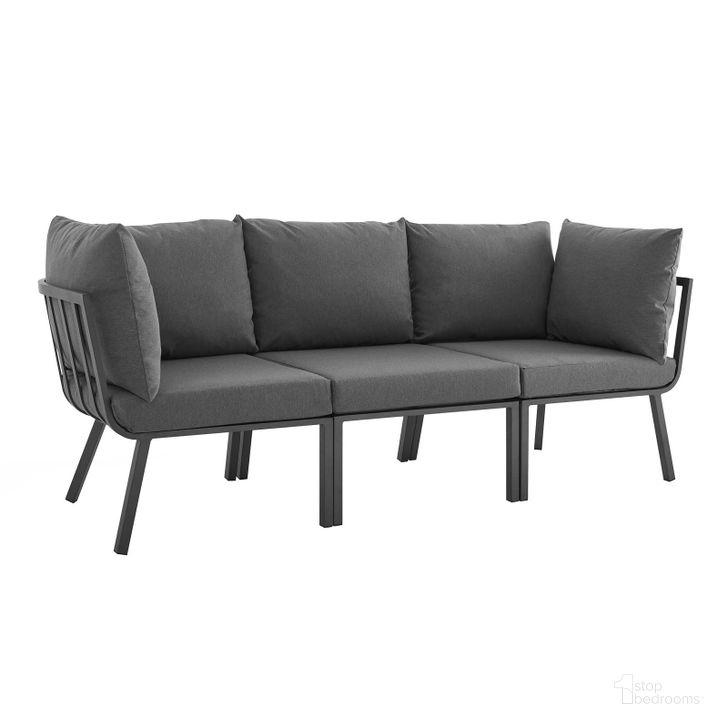The appearance of Riverside 3 Piece Outdoor Patio Aluminum Sectional Sofa Set EEI-3782-SLA-CHA designed by Modway in the modern / contemporary interior design. This gray charcoal piece of furniture  was selected by 1StopBedrooms from Riverside Collection to add a touch of cosiness and style into your home. Sku: EEI-3782-SLA-CHA. Product Type: Outdoor Conversation Set. Material: Foam. Image1