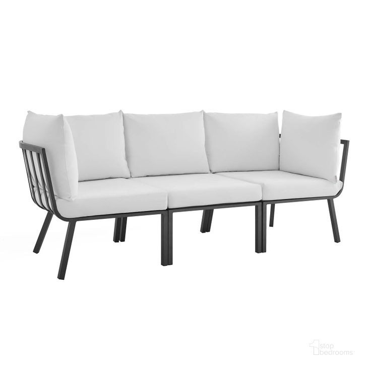 The appearance of Riverside 3 Piece Outdoor Patio Aluminum Sectional Sofa Set EEI-3782-SLA-WHI designed by Modway in the modern / contemporary interior design. This gray and white piece of furniture  was selected by 1StopBedrooms from Riverside Collection to add a touch of cosiness and style into your home. Sku: EEI-3782-SLA-WHI. Product Type: Outdoor Conversation Set. Material: Foam. Image1