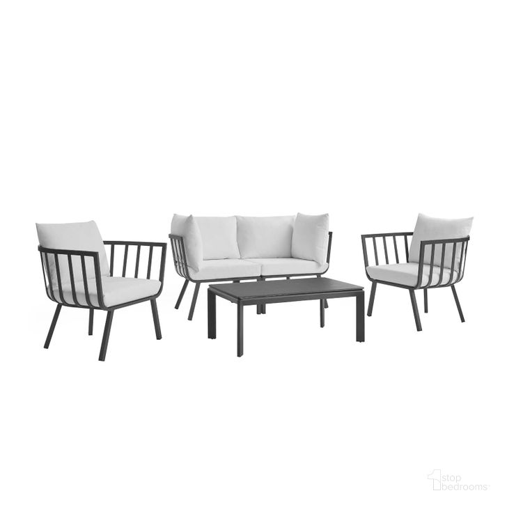 The appearance of Riverside 5 Piece Outdoor Patio Aluminum Set EEI-3786-SLA-WHI designed by Modway in the modern / contemporary interior design. This gray and white piece of furniture  was selected by 1StopBedrooms from Riverside Collection to add a touch of cosiness and style into your home. Sku: EEI-3786-SLA-WHI. Product Type: Outdoor Conversation Set. Material: Foam. Image1