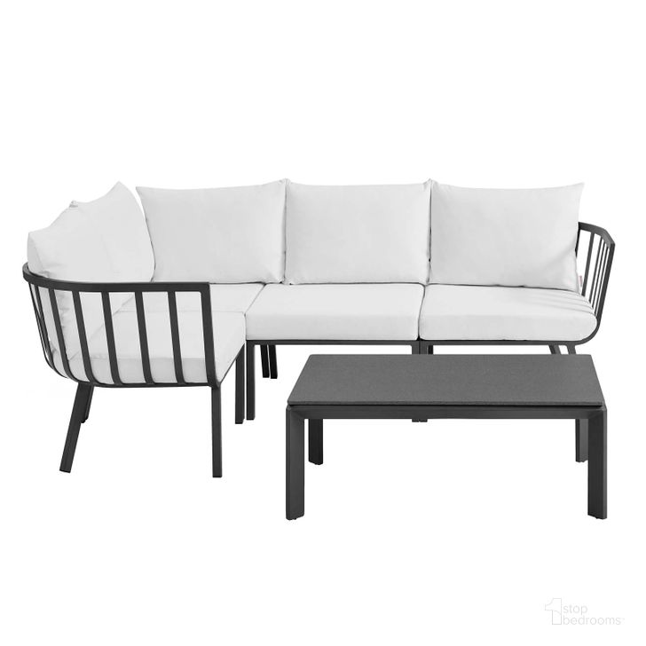 The appearance of Riverside 5 Piece Outdoor Patio Aluminum Set EEI-3793-SLA-WHI designed by Modway in the modern / contemporary interior design. This gray and white piece of furniture  was selected by 1StopBedrooms from Riverside Collection to add a touch of cosiness and style into your home. Sku: EEI-3793-SLA-WHI. Product Type: Outdoor Conversation Set. Material: Foam. Image1