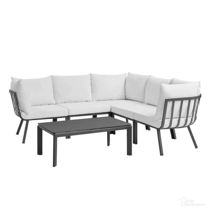 The appearance of Riverside 6 Piece Outdoor Patio Aluminum Set EEI-3788-SLA-WHI designed by Modway in the modern / contemporary interior design. This gray and white piece of furniture  was selected by 1StopBedrooms from Riverside Collection to add a touch of cosiness and style into your home. Sku: EEI-3788-SLA-WHI. Product Type: Outdoor Conversation Set. Material: Foam. Image1
