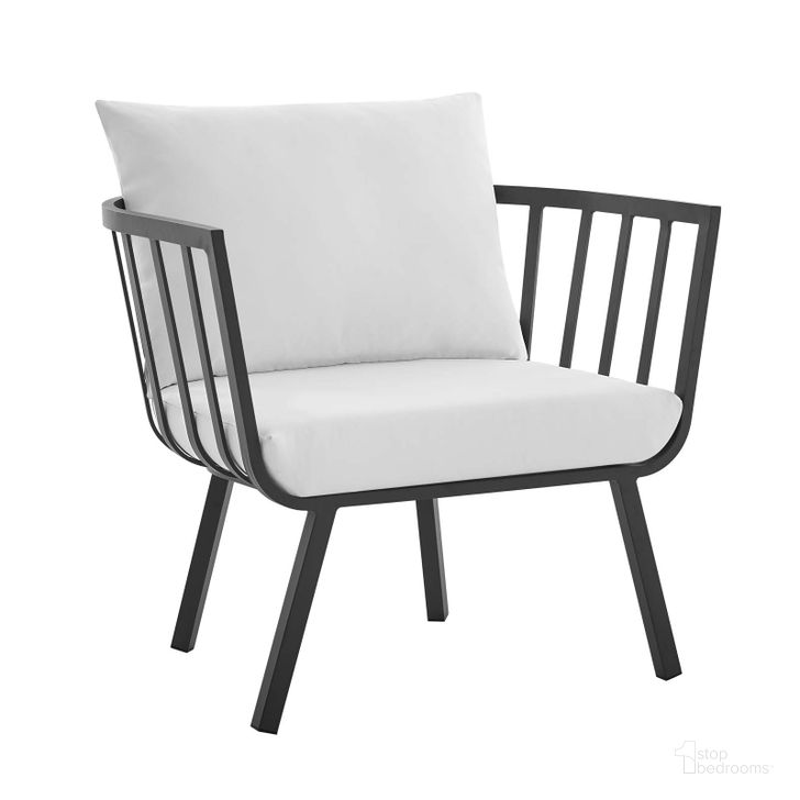 The appearance of Riverside Gray and White Outdoor Patio Aluminum Arm Chair designed by Modway in the modern / contemporary interior design. This gray and white piece of furniture  was selected by 1StopBedrooms from Riverside Collection to add a touch of cosiness and style into your home. Sku: EEI-3566-SLA-WHI. Product Type: Outdoor Dining Chair. Material: Foam. Image1