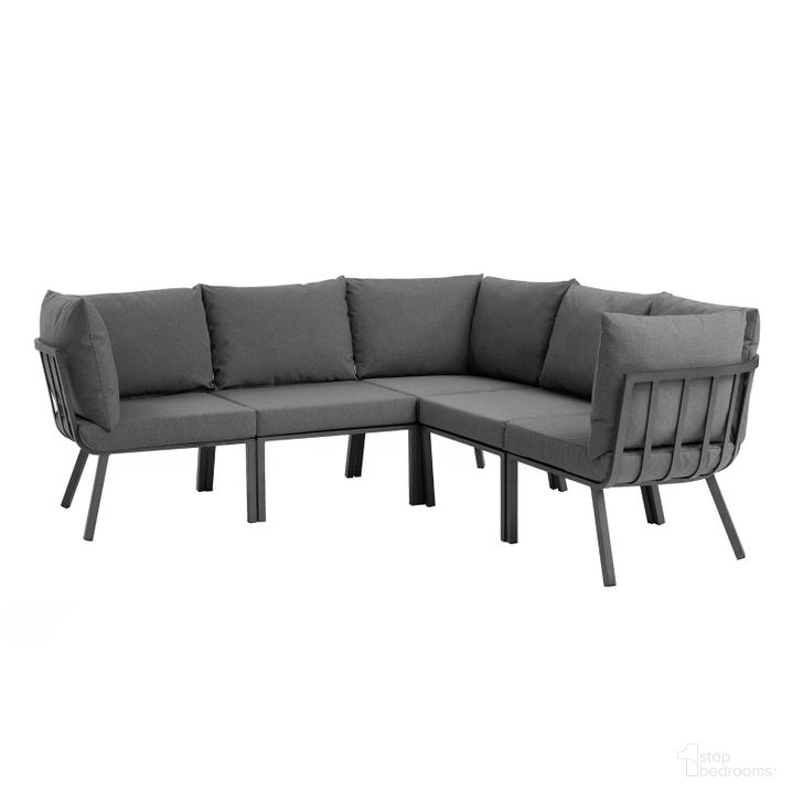 The appearance of Riverside Gray Charcoal 5 Piece Outdoor Patio Aluminum Sectional designed by Modway in the modern / contemporary interior design. This gray charcoal piece of furniture  was selected by 1StopBedrooms from Riverside Collection to add a touch of cosiness and style into your home. Sku: EEI-3789-SLA-CHA. Product Type: Outdoor Sectional. Material: Foam. Image1