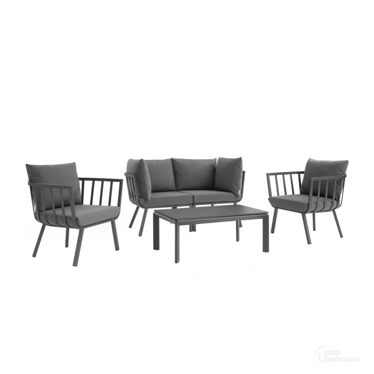 The appearance of Riverside Gray Charcoal 5 Piece Outdoor Patio Aluminum Set EEI-3786-SLA-CHA designed by Modway in the modern / contemporary interior design. This gray charcoal piece of furniture  was selected by 1StopBedrooms from Riverside Collection to add a touch of cosiness and style into your home. Sku: EEI-3786-SLA-CHA. Product Type: Outdoor Lounge Chair. Material: Foam. Image1