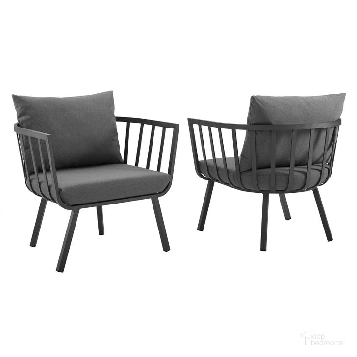 The appearance of Riverside Gray Charcoal Outdoor Patio Aluminum Arm Chair Set of 2 designed by Modway in the modern / contemporary interior design. This gray charcoal piece of furniture  was selected by 1StopBedrooms from Riverside Collection to add a touch of cosiness and style into your home. Sku: EEI-3960-SLA-CHA. Product Type: Outdoor Dining Chair. Material: Foam. Image1