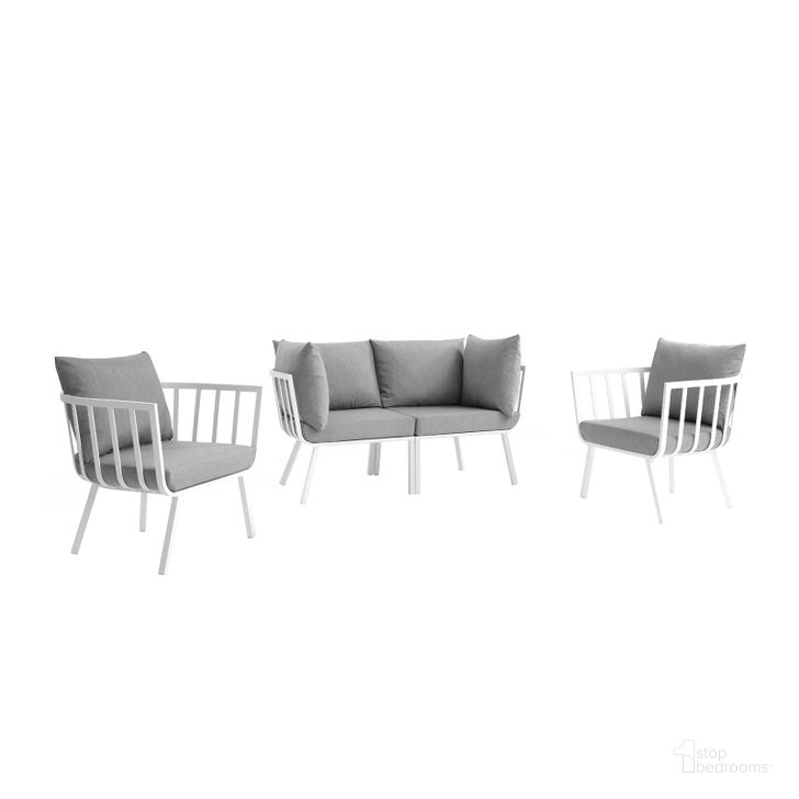 The appearance of Riverside White and Gray 4 Piece Outdoor Patio Aluminum Set designed by Modway in the modern / contemporary interior design. This white and gray piece of furniture  was selected by 1StopBedrooms from Riverside Collection to add a touch of cosiness and style into your home. Sku: EEI-3787-WHI-GRY. Product Type: Outdoor Lounge Chair. Material: Foam. Image1
