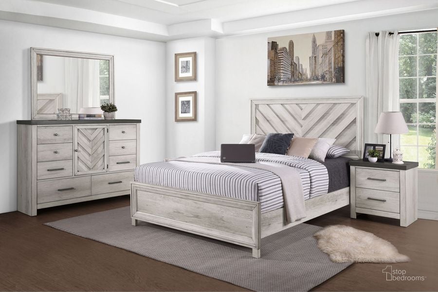 The appearance of Riverwood Whitewashed Panel Bedroom Set designed by Pulaski in the transitional interior design. This gray piece of furniture  was selected by 1StopBedrooms from Riverwood Collection to add a touch of cosiness and style into your home. Sku: S466-250;S466-251;S466-400;S466-050. Material: Wood. Product Type: Bedroom Set. Bed Size: Queen. Image1