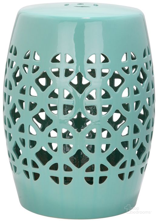 The appearance of Robins Egg Blue Circle Lattice Garden Stool designed by Safavieh in the modern / contemporary interior design. This blue piece of furniture  was selected by 1StopBedrooms from Robins Collection to add a touch of cosiness and style into your home. Sku: ACS4508C. Product Type: Stool. Image1